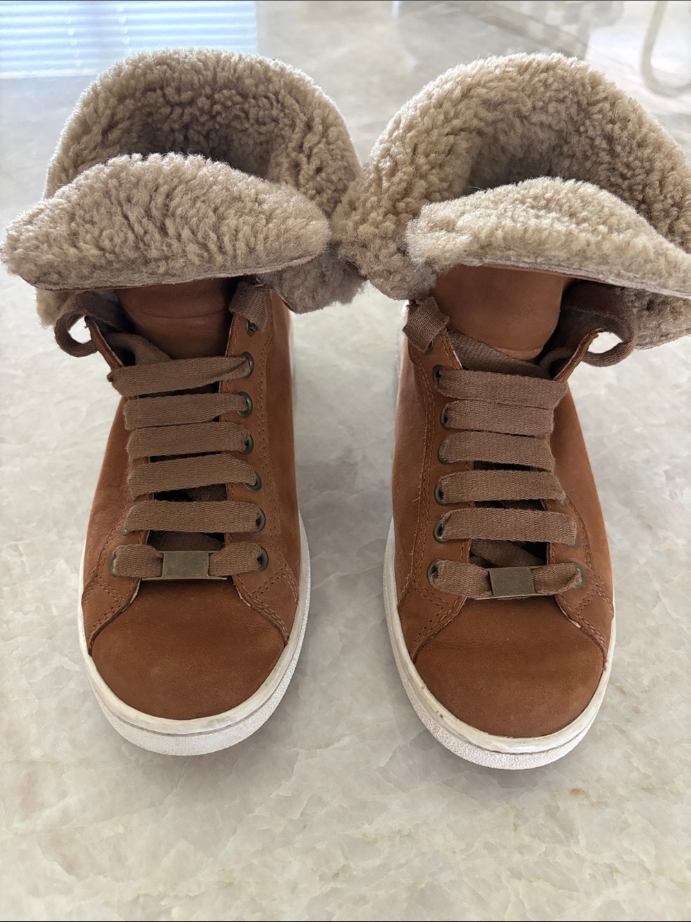 UGG Tan Shearling-Lined sneaker